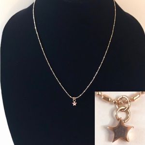 Rose Gold Plated Star Pendant Necklace 18” Beaded